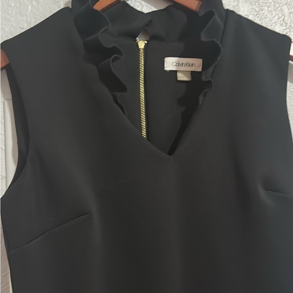 Calvin Klein Black Ruffle Neck Dress